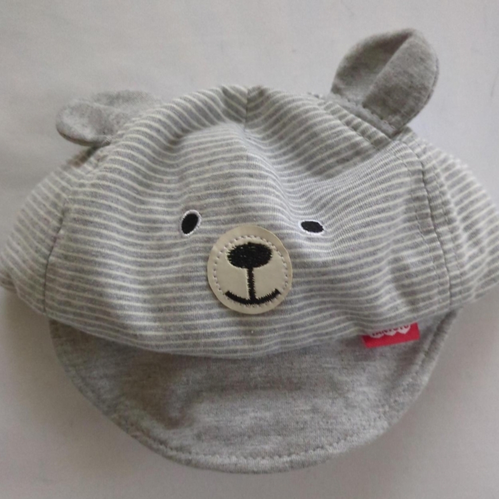 Gray Striped Bear Cap